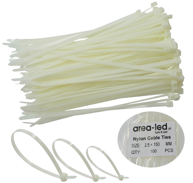 Trytytki opaski zasiskowe kablowe zipy białe 100szt 2,5x100