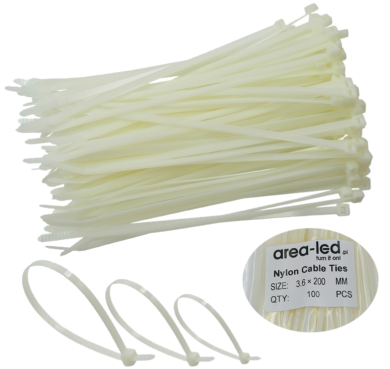 Trytytki opaski zasiskowe kablowe zipy białe 100szt 2,5x100