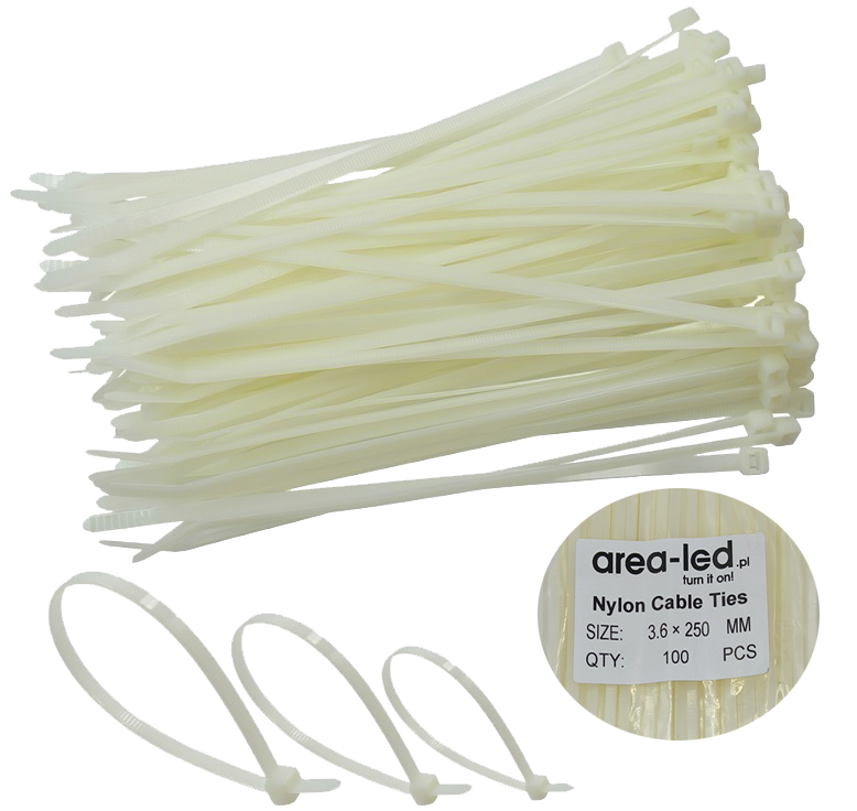 Trytytki opaski zasiskowe kablowe zipy białe 100szt 2,5x100