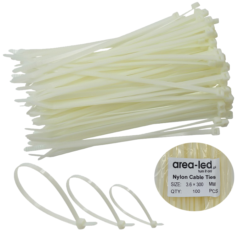 Trytytki opaski zasiskowe kablowe zipy białe 100szt 2,5x100