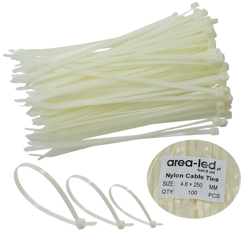 Trytytki opaski zasiskowe kablowe zipy białe 100szt 2,5x100