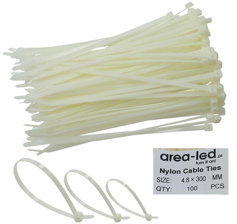 Trytytki opaski zasiskowe kablowe zipy białe 100szt 2,5x100