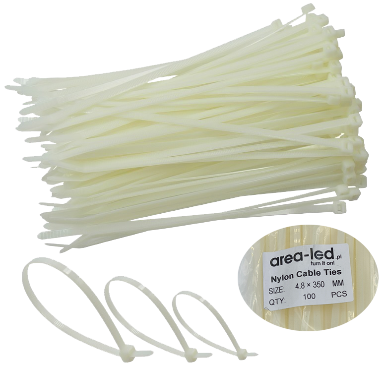 Trytytki opaski zasiskowe kablowe zipy białe 100szt 2,5x100