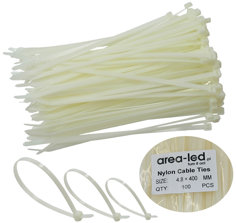 Trytytki opaski zasiskowe kablowe zipy białe 100szt 2,5x100