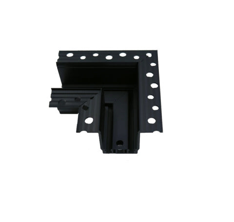 Łącznik kątowy podtynkowy sufit-sufit do szyn magnetycznych karton gips czarny