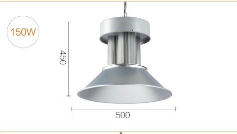 Lampa magazynowa LED srebrna 150W 5000K 15000lm kąt świecenia 120°
