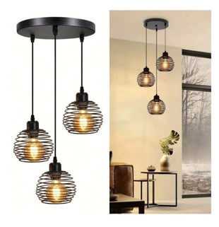 Lampa sufitowa wisząca czarna loft stołowa 3xE27