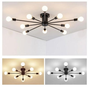 Lampa sufitowa wisząca czarna loftowa 8xE27