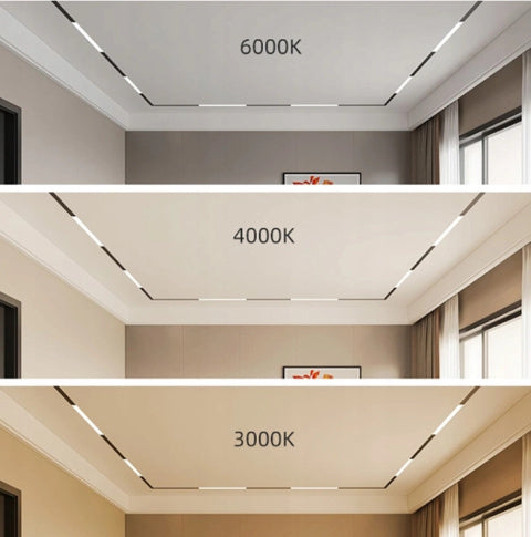 Oświetlenie szynowe magnetyczne 2x SZYNA 1m + 2x6W lampa + 2x20W lampa liniowa + złączka neutralne światło