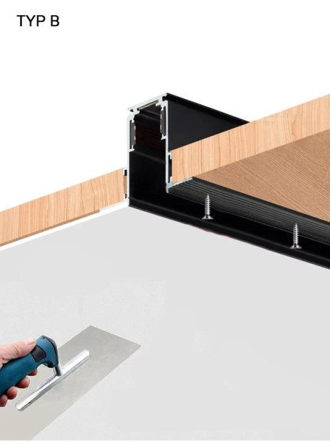 Szyna magnetyczna wpuszczana podtynkowa typu B pod sufit karton gips 48V 1m