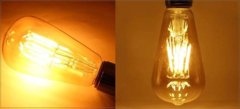 Żarówka LED ST64 E27 Filament 2300K 8W retro typ Edison barwa ciepła