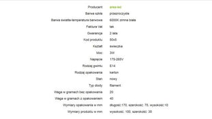 Żarówka LED bulb E14 3W 300lm 6000K biała zimna