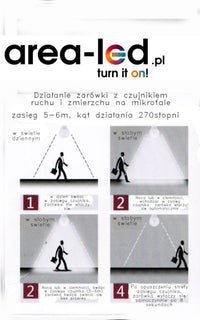 Żarówka LED bulb E27 z czujnikiem ruchu 7W 700lm 3000K biała ciepła